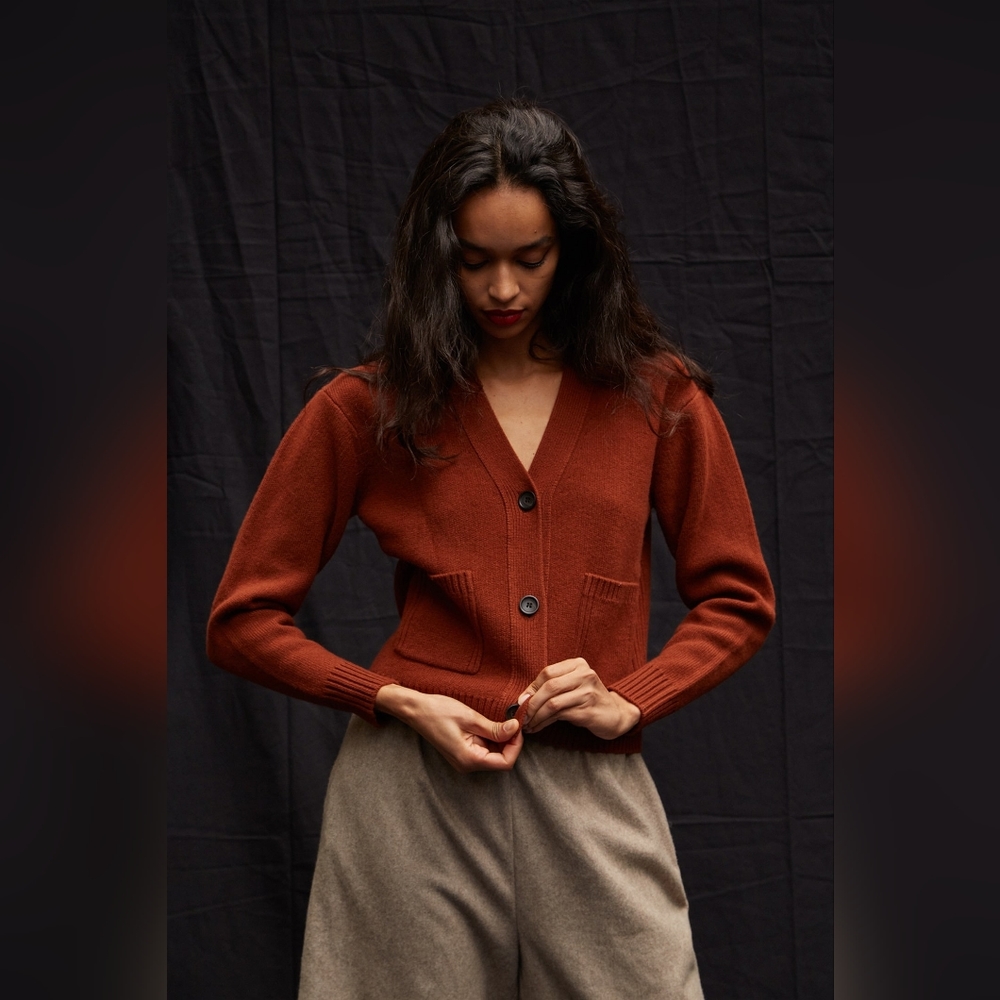 NWT - Thakoon Cropped Wool Cardigan, Rust Red
